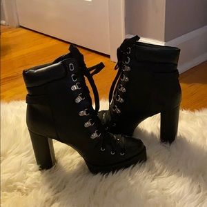 Black High Heel Combat Boots